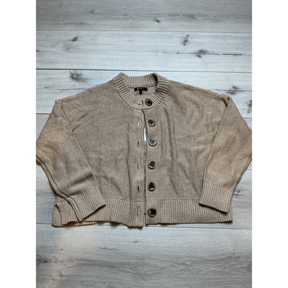 Quince Button Up Knit Cardigan Sweater Tan Small New With Tags - Picture 4 of 5
